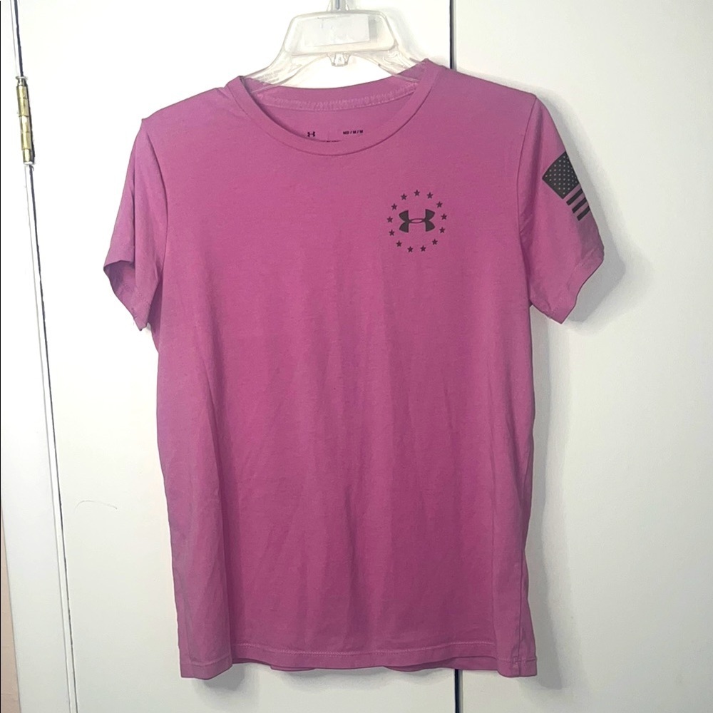 Under Armour Freedom Banner Pink Short Sleeve Tee - Medium
